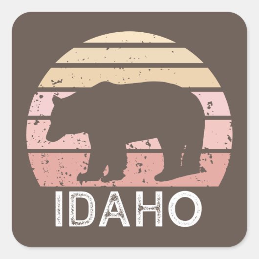 Idaho Retro Bear Quadratischer Aufkleber (Vorderseite)