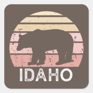Idaho Retro Bear Quadratischer Aufkleber