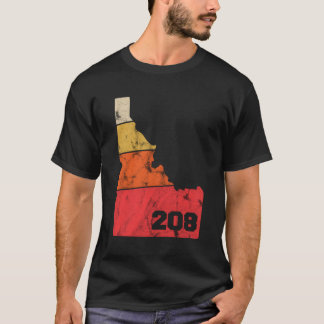 Idaho Retro Lokale Karte Herzbereich Code 208 T-Shirt
