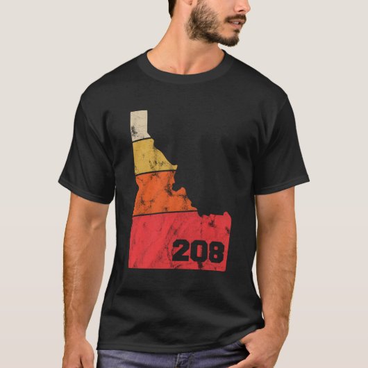 Idaho Retro Lokale Karte Herzbereich Code 208 T-Shirt (Vorderseite)