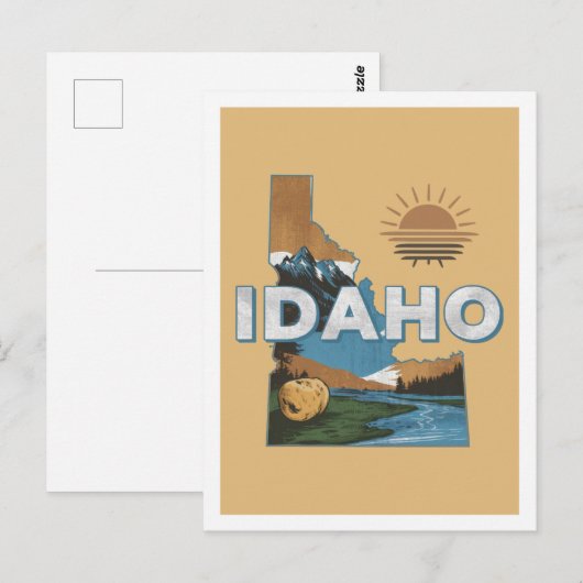 Idaho Retro Reisedesign Iconic Staaten Postkarte (Vorne/Hinten)