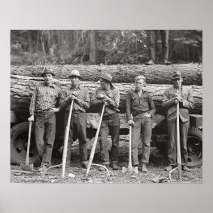 Idaho-Sägewerksarbeiter, 1939. Vintage-Foto Poster