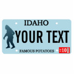 Idaho Sasquatch Lizenzschild<br><div class="desc">Die dunkle Silhouette von Sasquatch (Bigfoot) auf einem leeren Idaho-Nummernschild. Fügen Sie Ihren eigenen Text hinzu. Kontaktieren Sie mich für spezielle Anfragen. Teller für weitere Staaten und andere Einrichtungen (kanadische Provinzen, ausländische Länder) auf Anfrage. Wenn Sie in ländlichen Gebieten des Pazifik-Nordwestens leben oder reisen, können Sie vielleicht auf eine der...</div>
