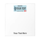 Idaho Sasquatch Lizenzschild Notizblock (Vorderseite)