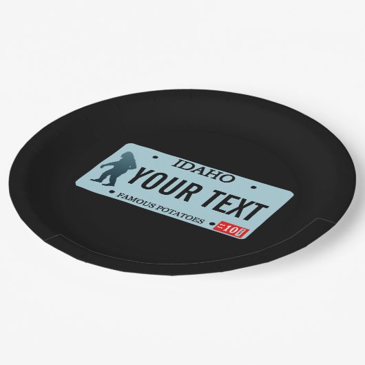 Idaho Sasquatch Lizenzschild Pappteller (Schrägansicht)