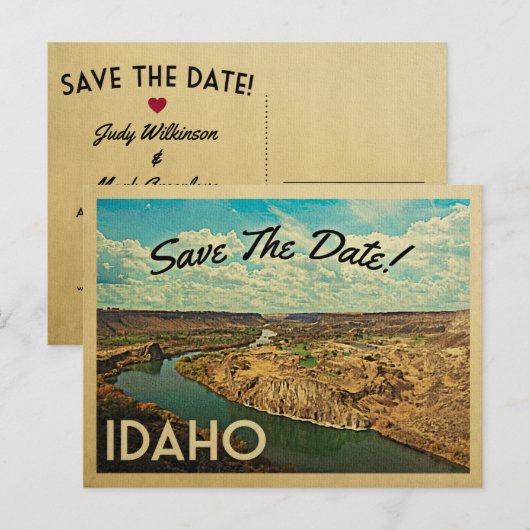 Idaho Save the Date Vintage Postkarten (Vorne/Hinten)