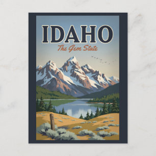 Idaho Sawtooth-Gebirgskette Illustration Reise Kun Postkarte