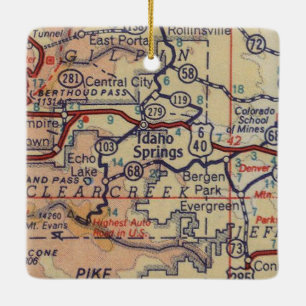 Idaho Springs CO Vintag Map Keramikornament