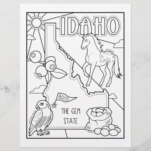idaho Staat Form und Faktenfärbung Flyer (Vorne)