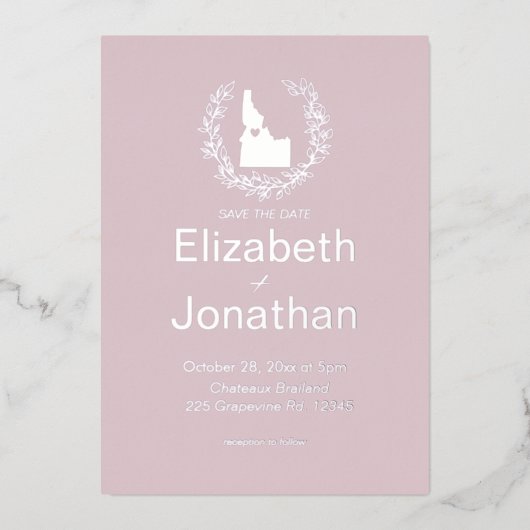 Idaho Staat Hochzeit in Urlaubsort Folieneinladung (Vorderseite)