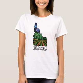 Idaho Staat Kontur Tattoo Style Potato Fields T-Shirt