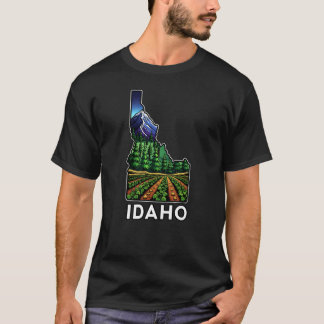 Idaho Staat Kontur Tattoo Style Potato Fields T-Shirt