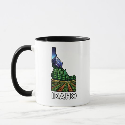 Idaho Staat Kontur Tattoo Style Potato Fields Tasse (Links)