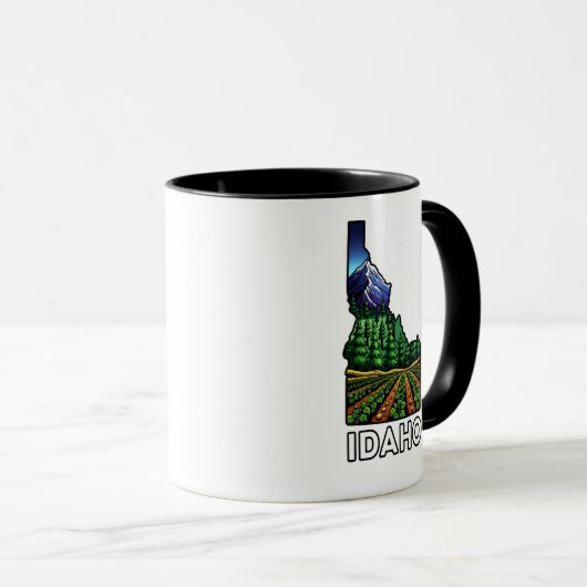 Idaho Staat Kontur Tattoo Style Potato Fields Tasse (VorderseiteRechts)