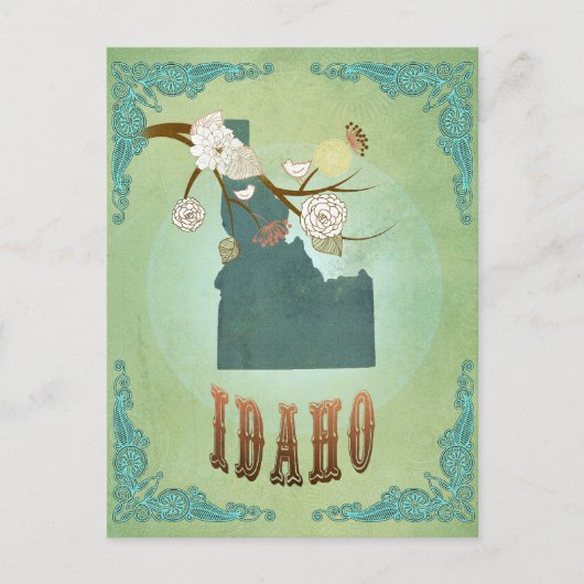 Idaho Staat Map - Green Postkarte (Vorderseite)
