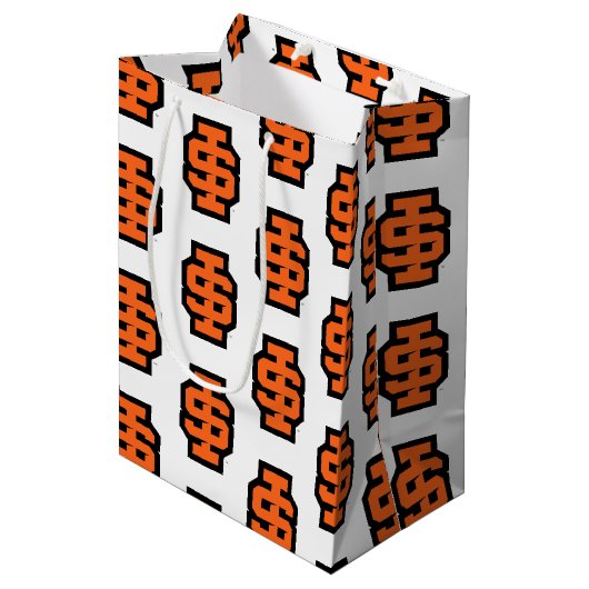 Idaho Staat University Bold Bengals Logo Mittlere Geschenktüte (Vorderseite Schrägansicht)
