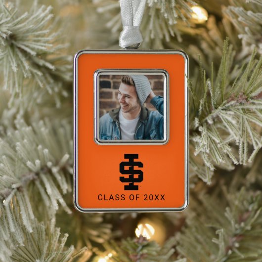 Idaho Staat University Bold Bengals Logo Rahmen-Ornament Silber (Baum)