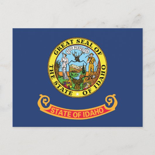 Idaho State Flag Gem State Seal Miner & Elk Postkarte (Vorderseite)