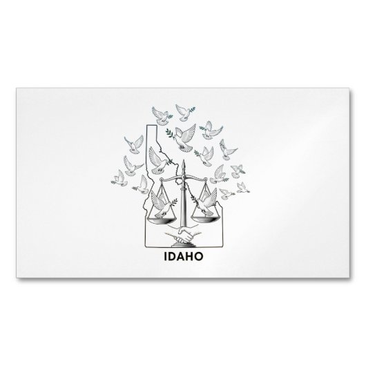 Idaho State Map with Justice Scales and Peace Dove Magnetische Visitenkarte (Vorderseite)
