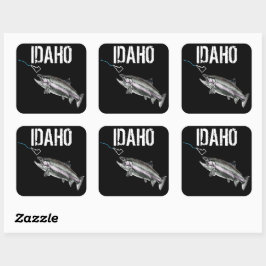 IDAHO STEELHEAD - HIER FISCHFISCHE - STREKENDE IDA QUADRATISCHER AUFKLEBER