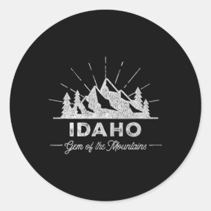 Idaho T-Shirt Vintage Wandern Retro-T-Shirt-Design Runder Aufkleber