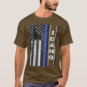 Idaho Thin Blue Line Police Week T USA Flag Gesche T-Shirt