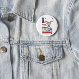 Idaho United Staaten Retro Map Vintag Deer USA Button