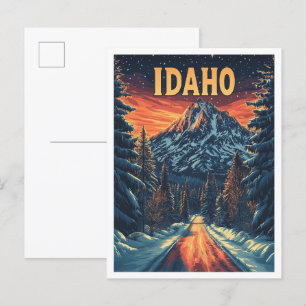 Idaho USA Art Vintag Illustration Travel Postkarte