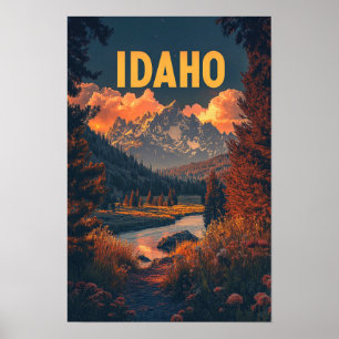 Idaho USA Kunst Vintage-Illustration Reise Poster