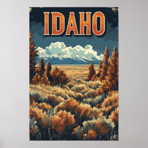 Idaho USA Kunst Vintage-Illustration Reise Poster