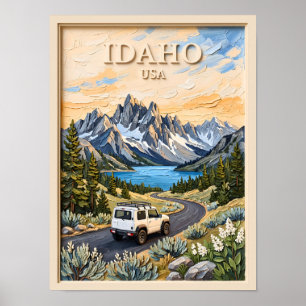 Idaho USA Roadtrip Vintage 3D Texturlandschaft Poster