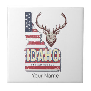 Idaho Vereinigte Staaten Retro-Karte Vintage-Hirsc Fliese