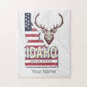 Idaho Vereinigte Staaten Retro-Karte Vintage-Hirsc Puzzle