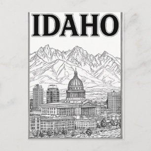 Idaho Vintage Line Art Reise-Postkarte Postkarte
