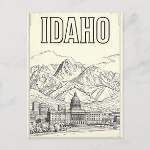 Idaho Vintage Line Art Reise-Postkarte Postkarte