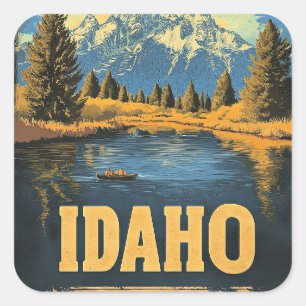 Idaho Vintage-Reiseposter Quadratischer Aufkleber