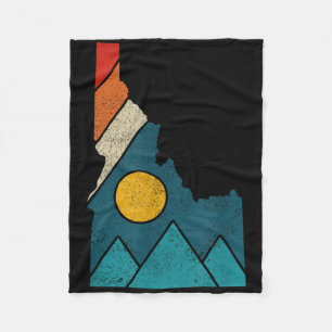 Idaho Vintage-Staatskarte Berge Wanderer Camping Fleecedecke