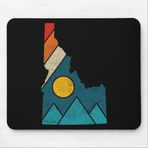 Idaho Vintage-Staatskarte Berge Wanderer Camping  Mousepad