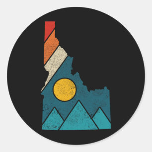 Idaho Vintage-Staatskarte Berge Wanderer Camping  Runder Aufkleber