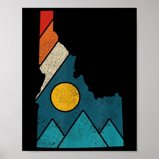 Idaho Vintage State Map Mountains Hikers Camping Poster (Vorne)