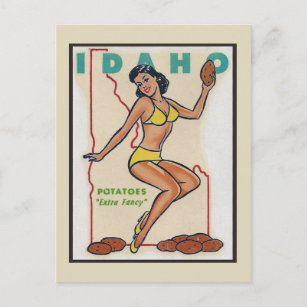 IDAHO Vintages Button Up Girl - Reise Postkarte