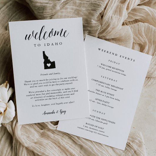 Idaho Wedding Welcome Letter & Itinerary