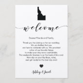 Idaho Wedding Welcome Letter & Itinerary Card Programm (Vorderseite)