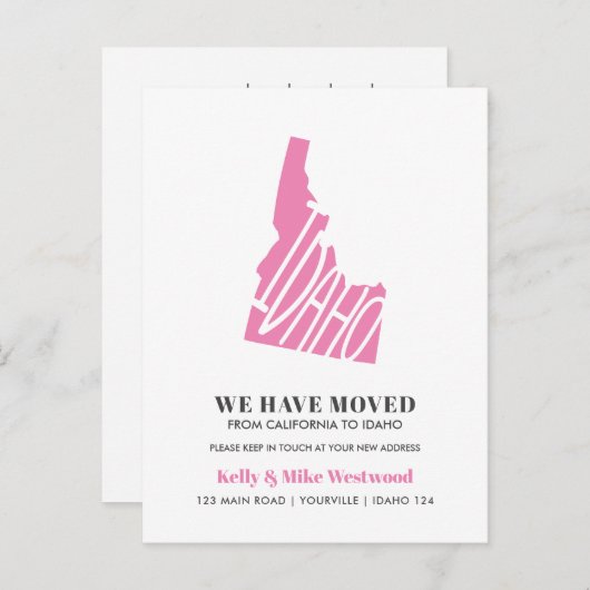 IDAHO Wir haben neue Adresse Neue Zuhause verschob Postkarte (Vorne/Hinten)