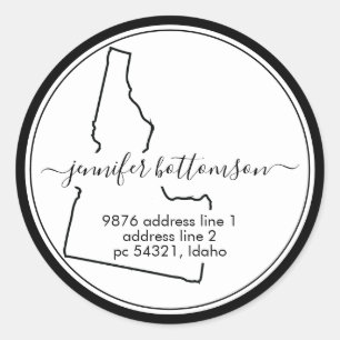 Idaho Zuhause Rückfahrkarte Adresse Unterschrift Runder Aufkleber