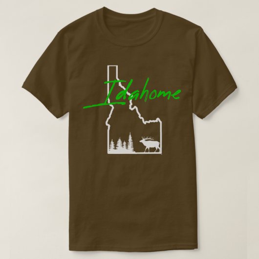 Idahome Tree Elk Silhouette Karte Kontur Cool Idah T-Shirt (Design vorne)