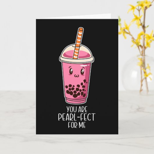 Ideal für mich boba Perltee kawaii schwarz Karte (Gelbe Blume)
