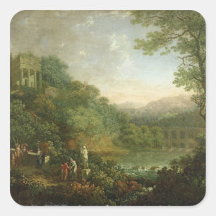 Ideal Landschaft, 1776 Quadratischer Aufkleber