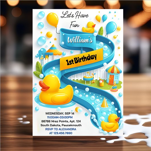 Ideal Splash Bubbles Summer Duck Foam 1. Geburtsta Einladung