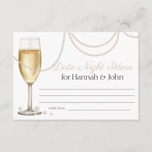 Ideale für die Nacht Pearls Prosecco Brautparty Begleitkarte (Vorderseite)